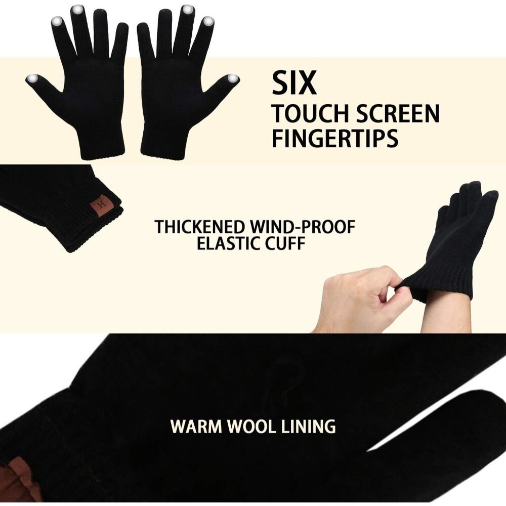Winter Warm Beanie Hat Touchscreen Gloves Set, So… - image 4